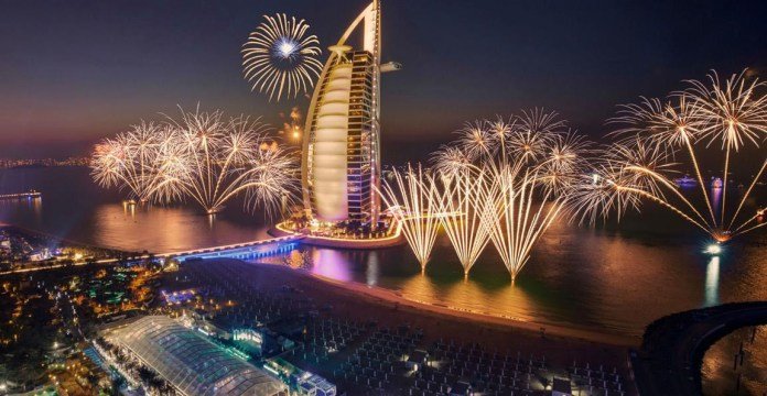 Dazzling Burj Al Arab on New Year Day