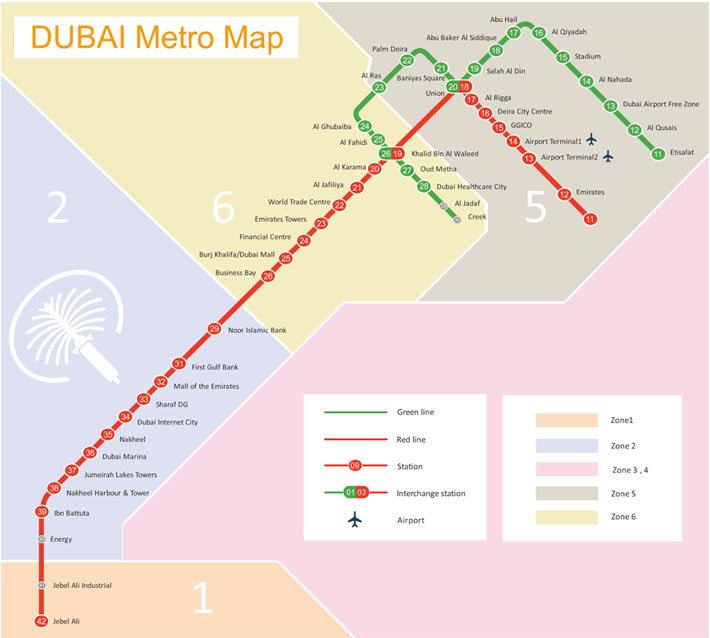 Dubai Metro Map - Schematic